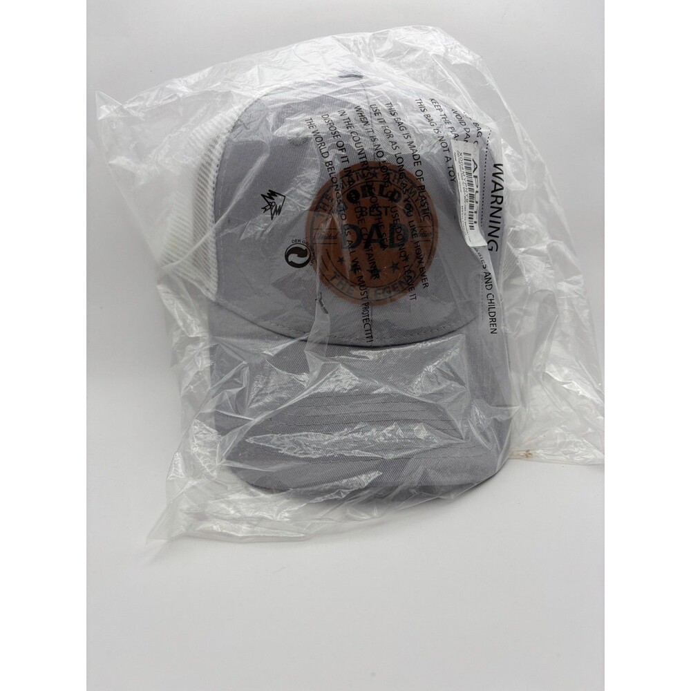 World's Best Dad Cap Gray White Man Myth Legend Fathers Day Leatherette Patch